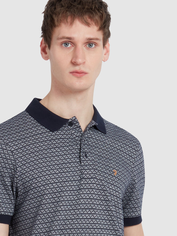 Tibbatt Jacquard Polo Shirt In True Navy