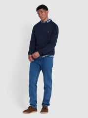 Kingsbury Crew Neck Sweater In True Navy