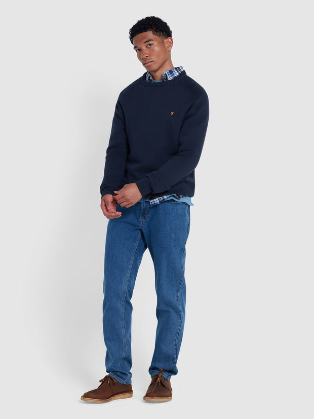 Kingsbury Crew Neck Sweater In True Navy