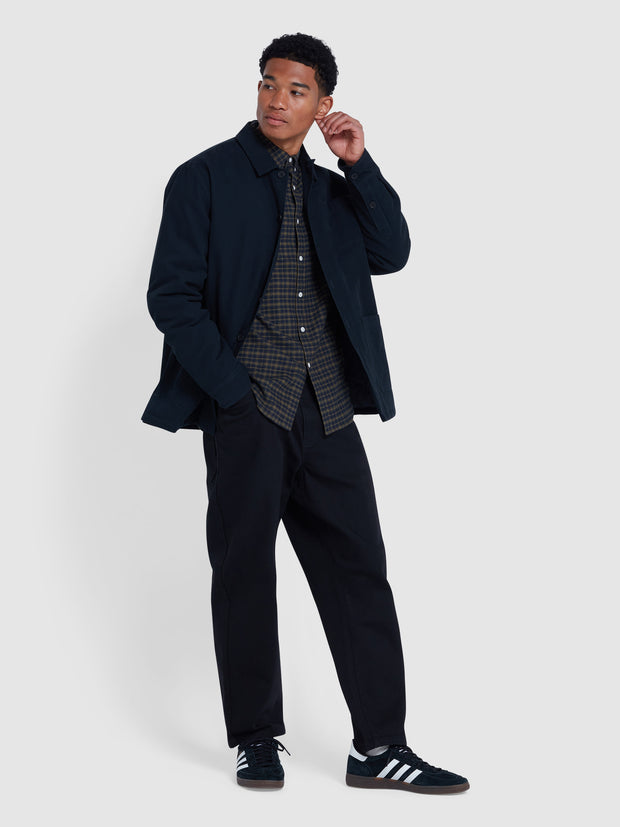 Alban Slim Fit Check Shirt In True Navy