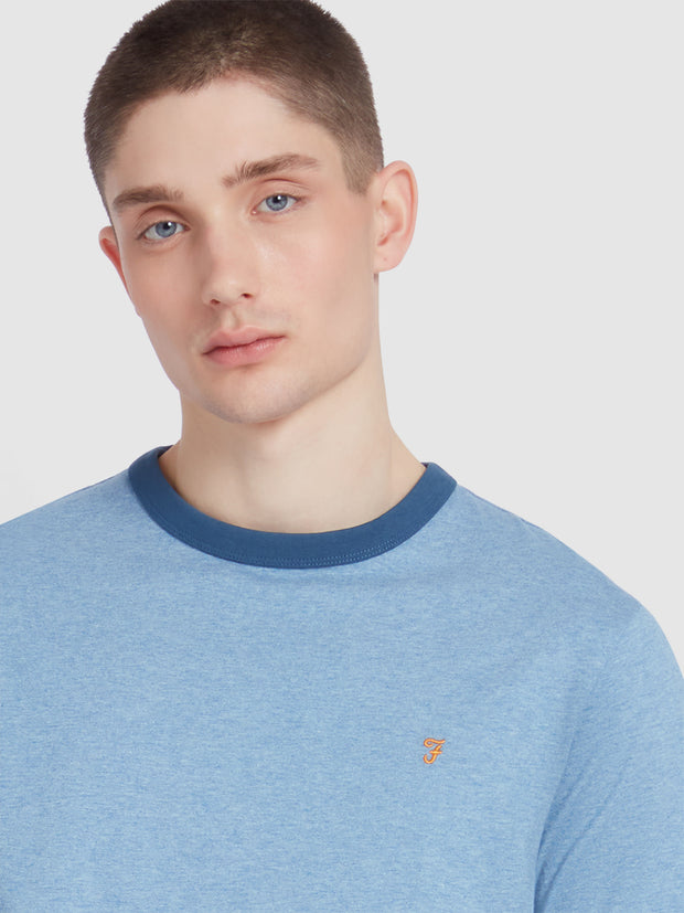 Groves Regular Fit Ringer T-Shirt In Powder Blue Marl