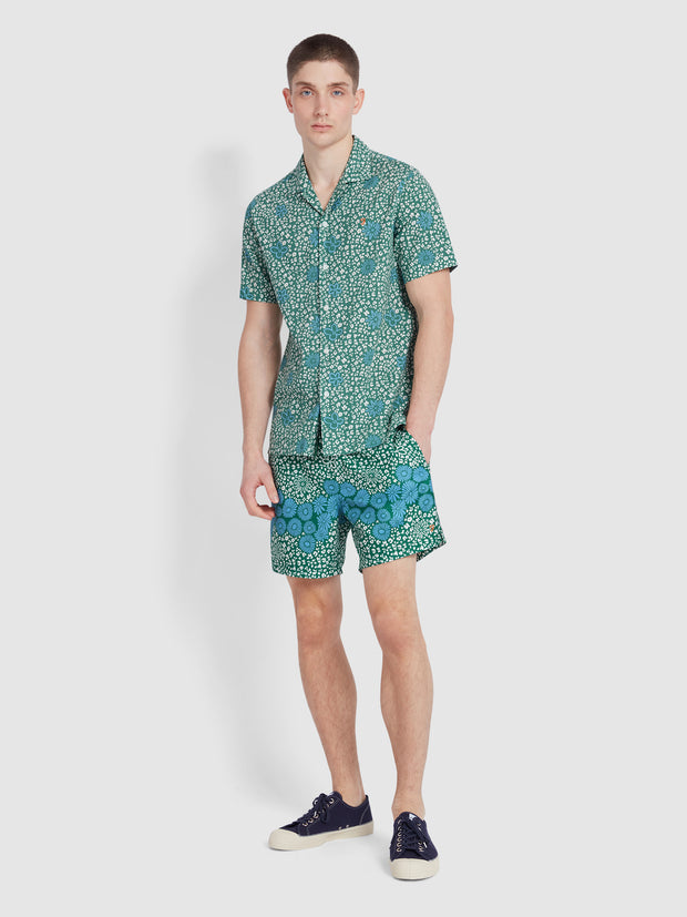 Colbert Floral Print Swim Shorts In Green Meadow