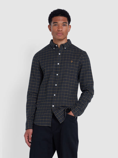 Alban Slim Fit Check Shirt In True Navy