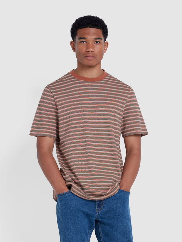 Wilmot Regular Fit Striped T-Shirt In Teak