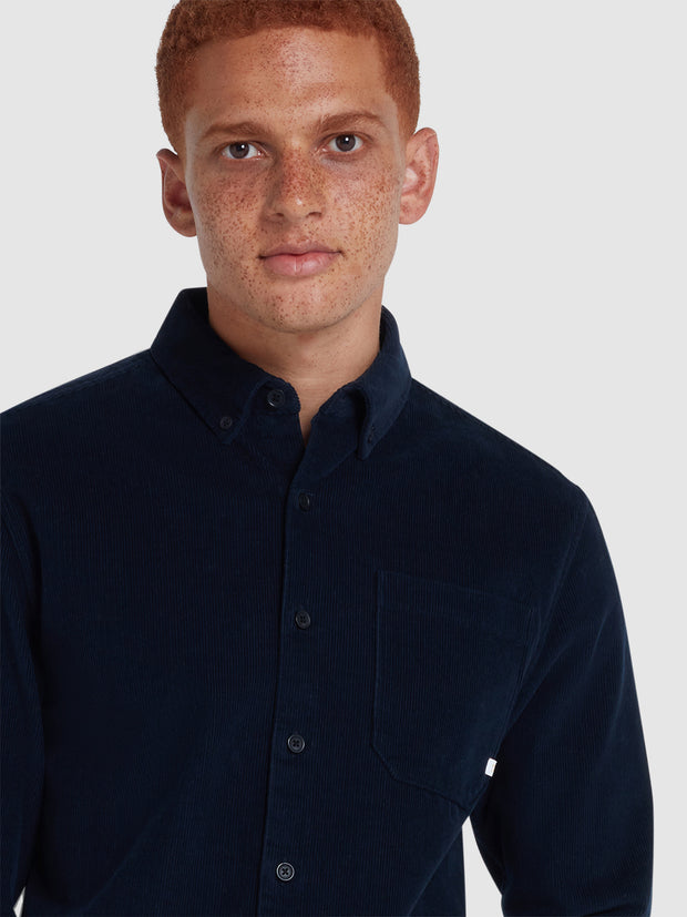 Spencer Casual Fit Corduroy Shirt In True Navy