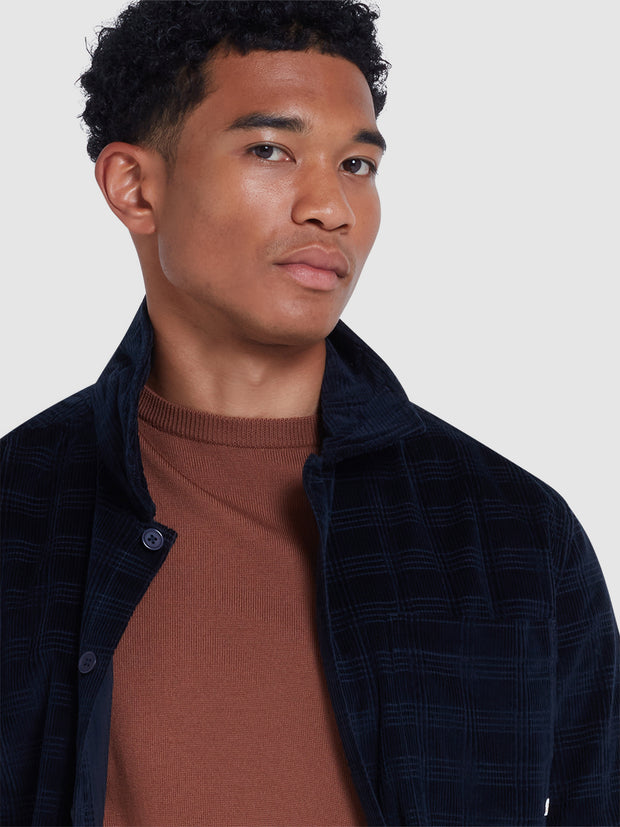 Liebling Corduroy Check Overshirt In True Navy