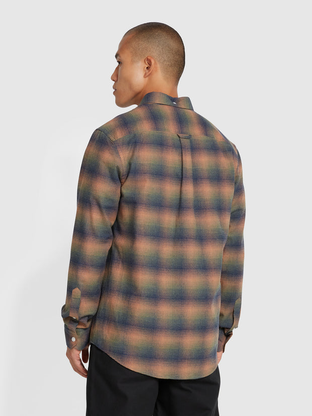 Fiennes Casual Fit Check Shirt In Russet