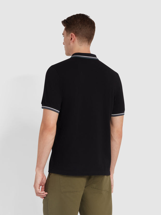 Alvin Tipped Collar Polo Shirt In Black