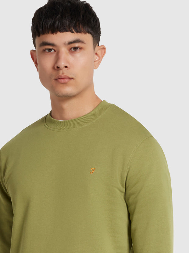 Hanbury Crew Neck Sweatshirt In Moss Green