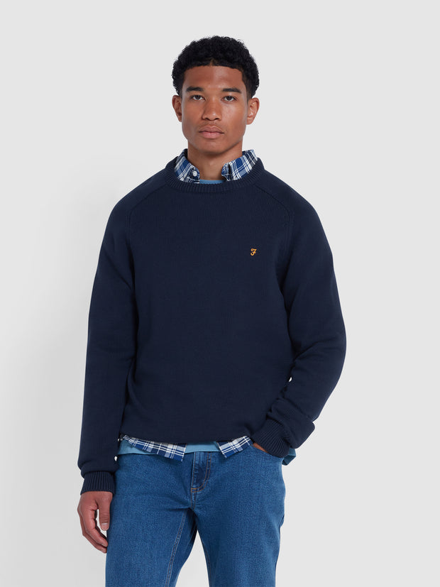 Kingsbury Crew Neck Sweater In True Navy