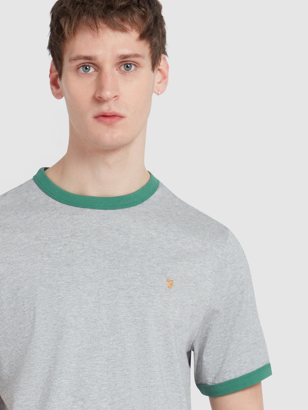 Groves Regular Fit Ringer T-Shirt In Grey Marl