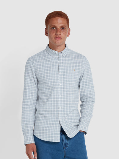 Alban Slim Fit Check Shirt In Grey Marl