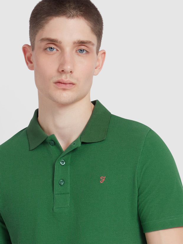 Forster Textured Polo Shirt In Green Meadow