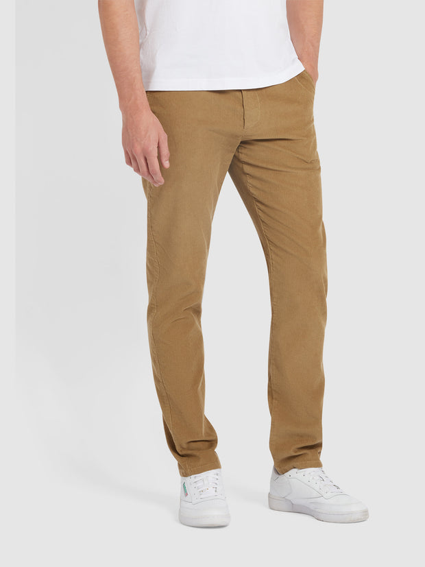 Elm Slim Fit Cord Trousers In Beige