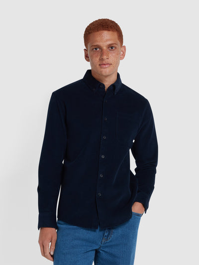 Spencer Casual Fit Corduroy Shirt In True Navy