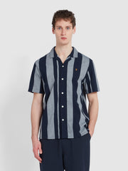 Alston Short Sleeve Stripe Shirt In True Navy