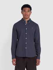 Brewer Slim Fit Organic Cotton Oxford Shirt In Charcoal