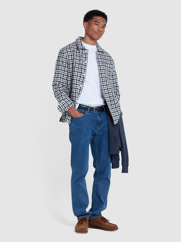 Thawley Check Overshirt In True Navy