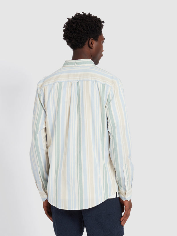 Steen Brushed Organic Cotton Stripe Shirt In Ecru