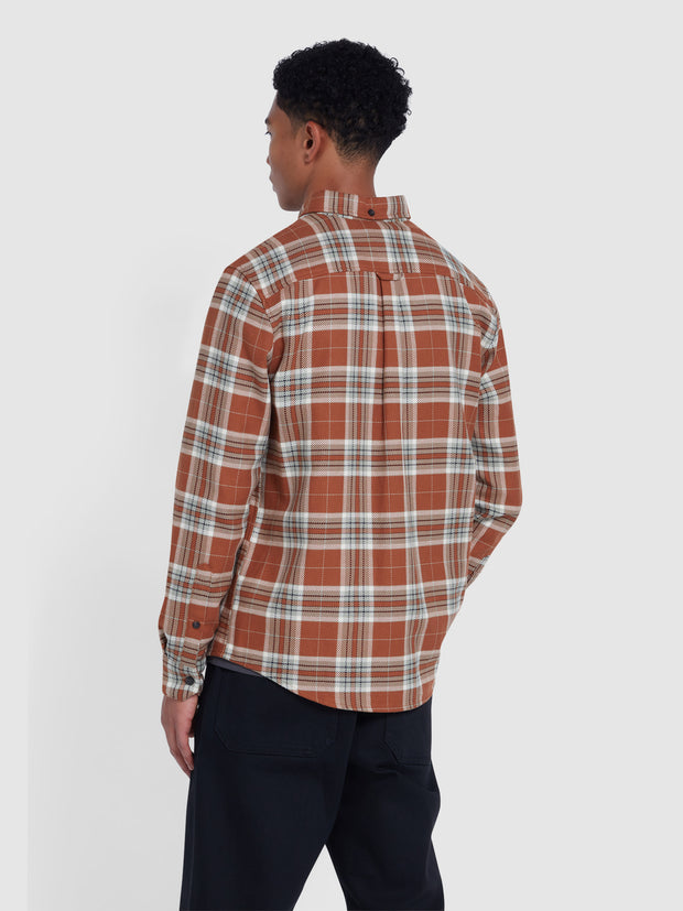 Marcelo Casual Fit Check Shirt In Teak