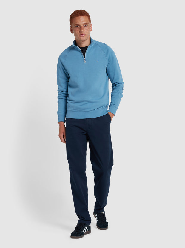 Jim Organic Cotton Quarter Zip Sweatshirt In Para Blue