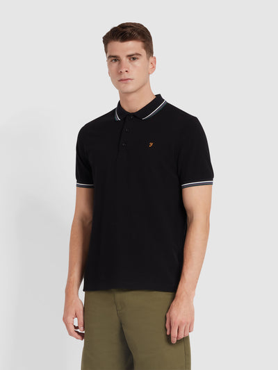 Alvin Tipped Collar Polo Shirt In Black