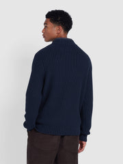 Burlington Fisherman Knit Sweater In True Navy