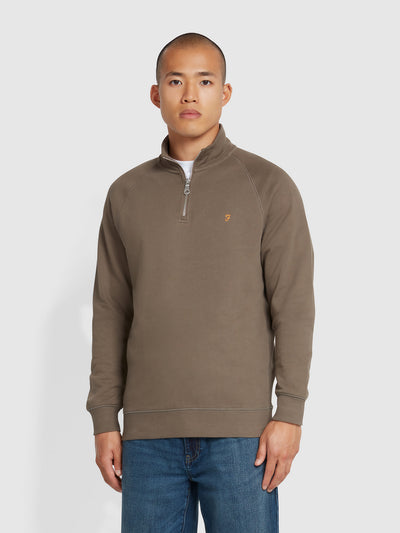 Jim Organic Cotton Quarter Zip Sweatshirt In Mushroom Grey