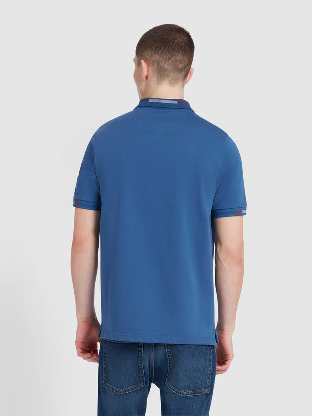 Purdy Tipped Collar Polo Shirt In Cold Metal