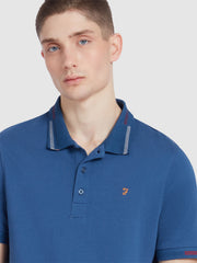 Purdy Tipped Collar Polo Shirt In Cold Metal