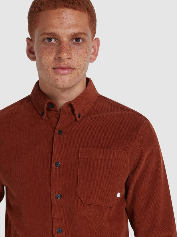 Spencer Casual Fit Corduroy Shirt In Teak