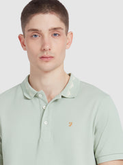 Reeves Zig Zag Tipped Collar Polo Shirt In Grove Green