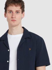 Rutherford Short Sleeve Seersucker Shirt In True Navy