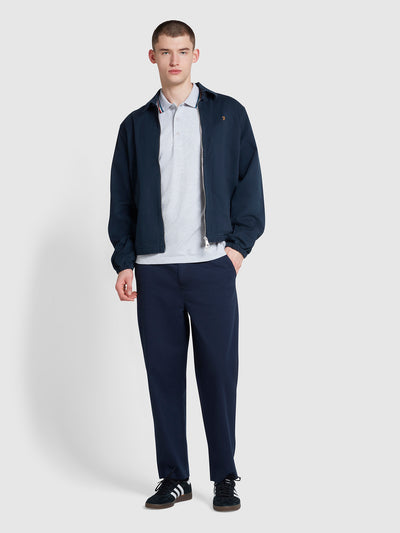 Hawtin Relaxed Tapered Fit Popperback Trousers In True Navy