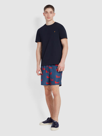 Colbert Dog Print Swim Shorts In Cold Metal