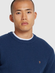 Halton Rib Sweater In Deep Blue