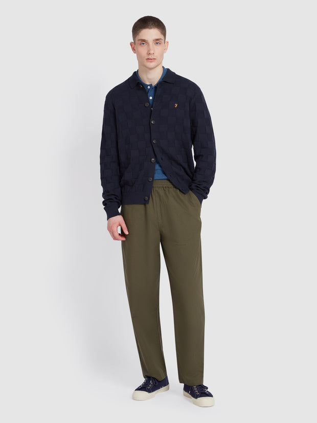 Greenport Loose Fit Canvas Trousers In Olive Green