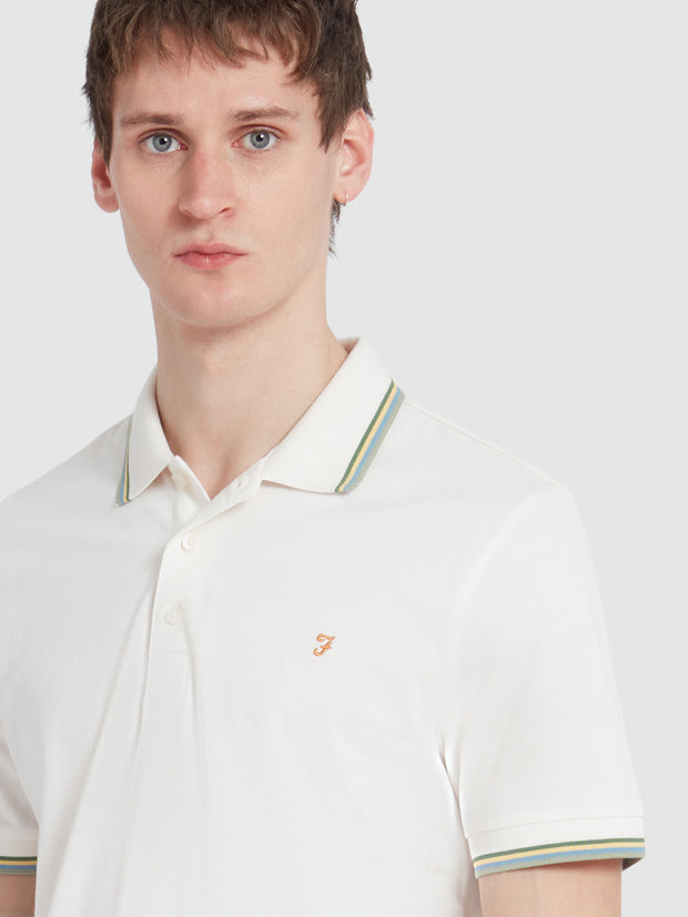 Alvin Tipped Collar Polo Shirt In Ecru