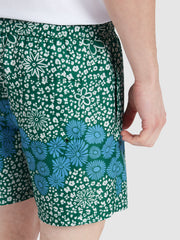 Colbert Floral Print Swim Shorts In Green Meadow