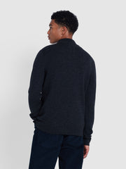 Birchall Quarter Zip Lambswool Sweater In Black Oyster