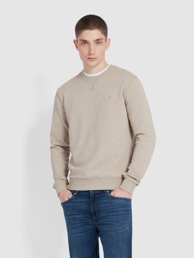 Tim Organic Cotton Crew Neck Sweatshirt In Hazelnut Marl