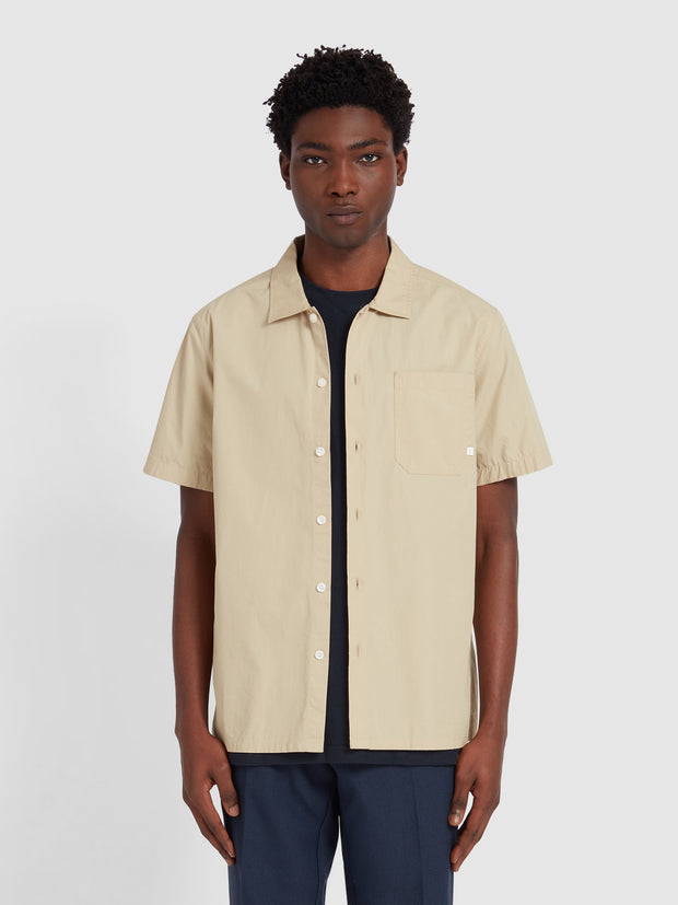 Ossie Short Sleeve Paper Touch Shirt In Hazelnut