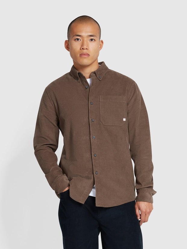 Spencer Casual Fit Corduroy Shirt In Mushroom Grey