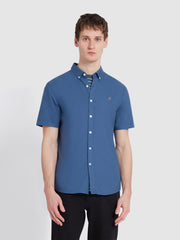 Brewer Short Sleeve Oxford Shirt In Cold Metal