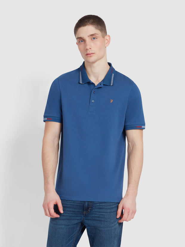 Purdy Tipped Collar Polo Shirt In Cold Metal