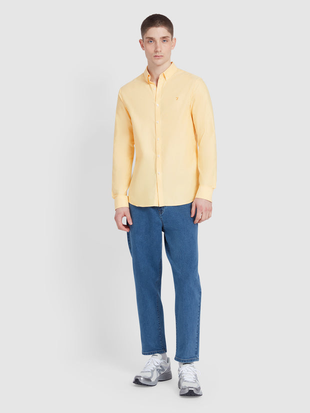 Brewer Slim Fit Organic Cotton Oxford Shirt In Saffron Yellow