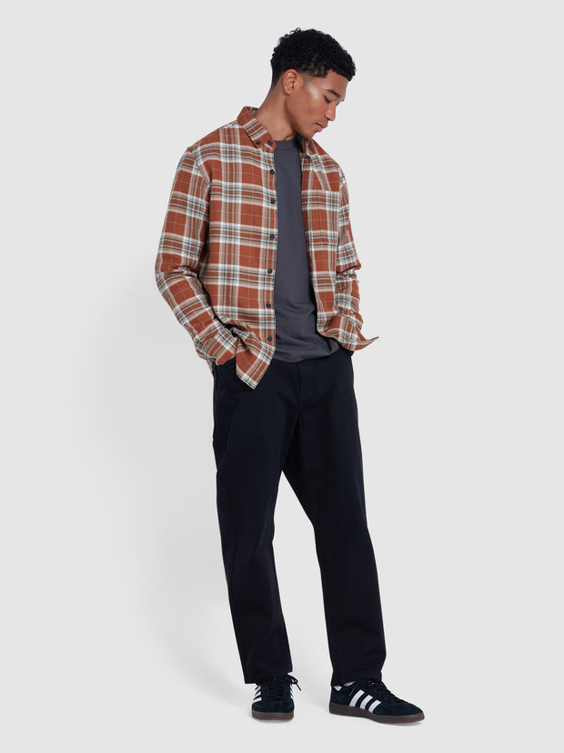 Marcelo Casual Fit Check Shirt In Teak