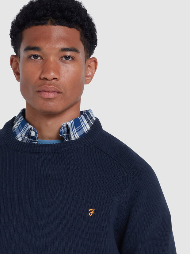 Kingsbury Crew Neck Sweater In True Navy