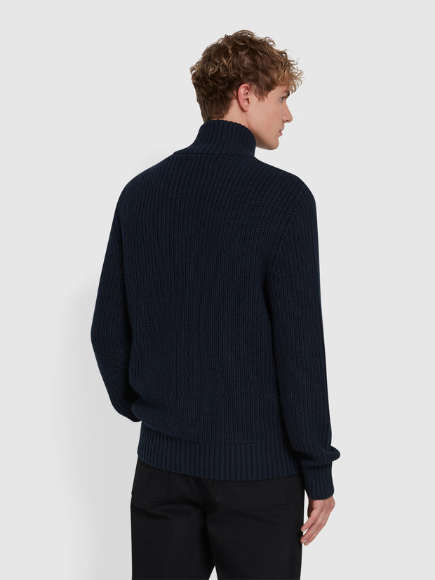 Crestone Zip Through Cardigan In True Navy