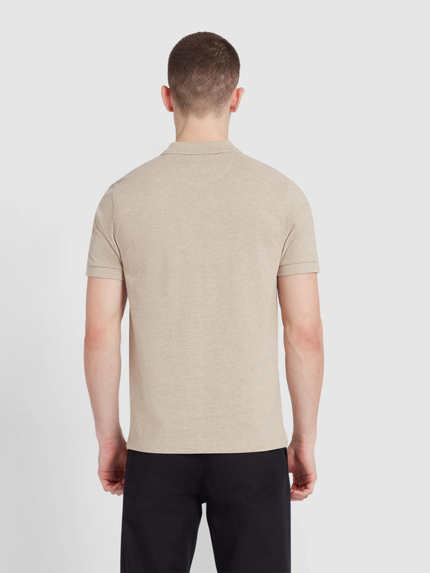 Blanes Organic Cotton Polo Shirt In Hazelnut Marl